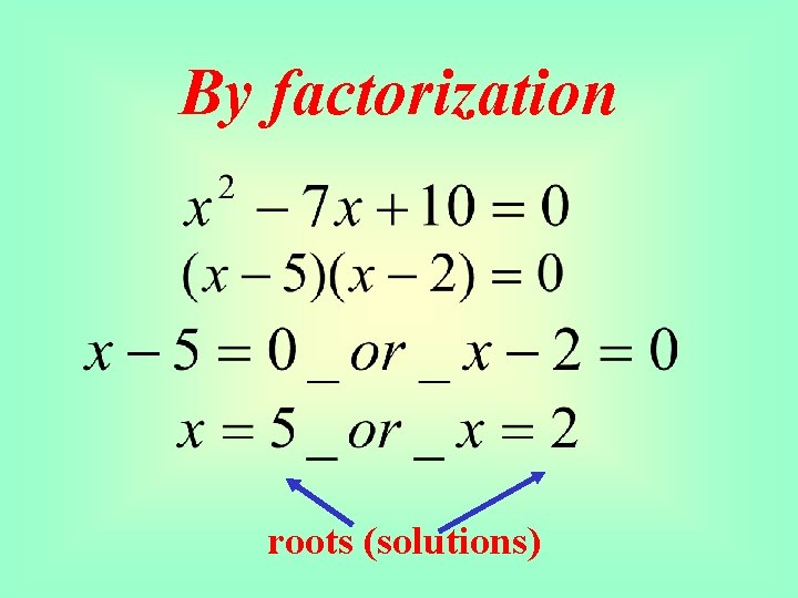 By factorization roots (solutions) 