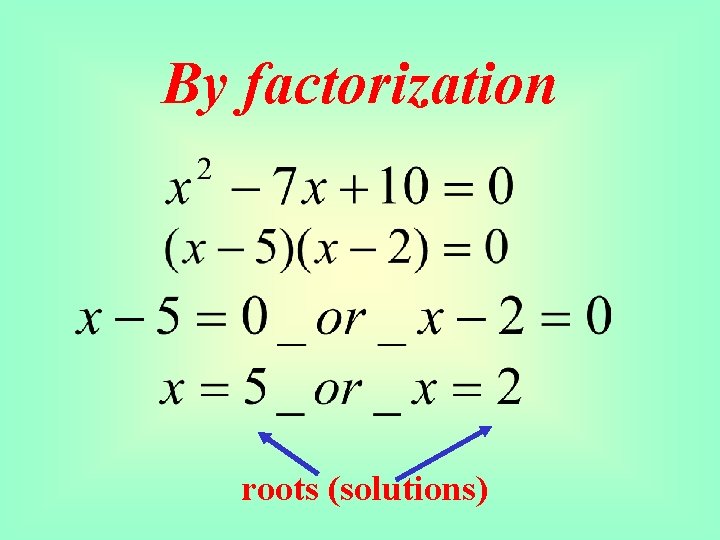By factorization roots (solutions) 