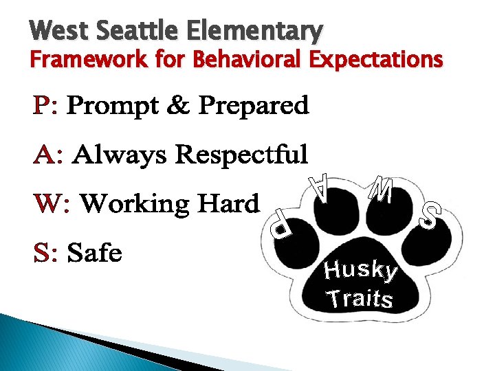 West Seattle Elementary Framework for Behavioral Expectations 
