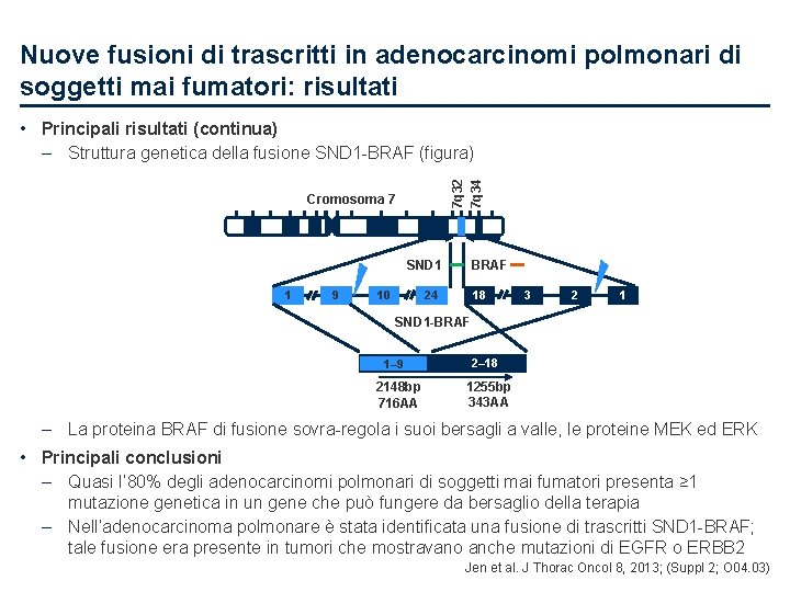 Nuove fusioni di trascritti in adenocarcinomi polmonari di soggetti mai fumatori: risultati • Principali