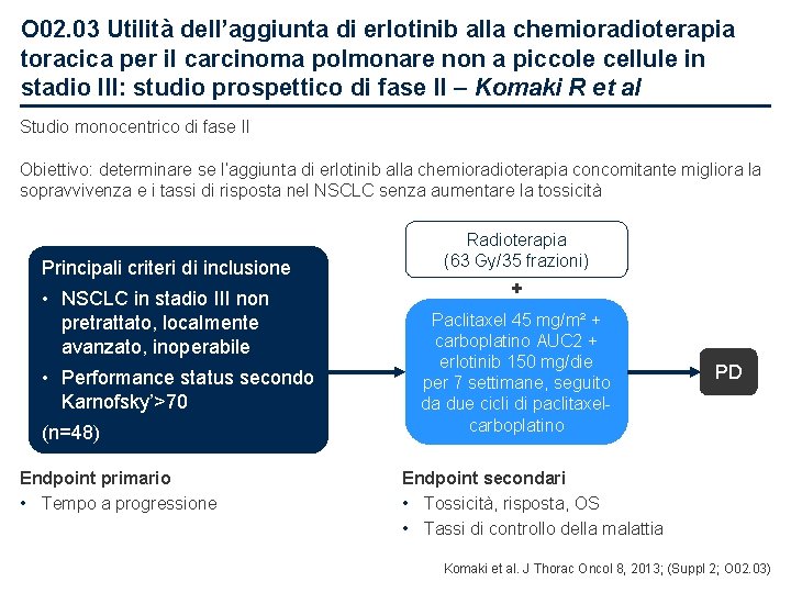 O 02. 03 Utilità dell’aggiunta di erlotinib alla chemioradioterapia toracica per il carcinoma polmonare