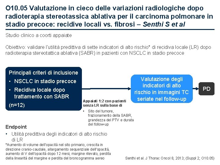 O 10. 05 Valutazione in cieco delle variazioni radiologiche dopo radioterapia stereotassica ablativa per