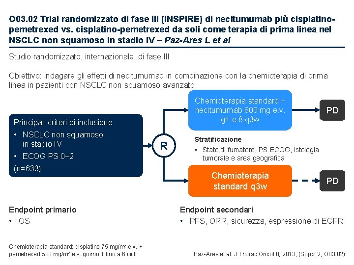 O 03. 02 Trial randomizzato di fase III (INSPIRE) di necitumumab più cisplatinopemetrexed vs.