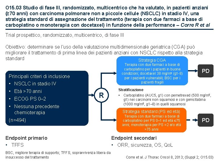 O 15. 03 Studio di fase III, randomizzato, multicentrico che ha valutato, in pazienti