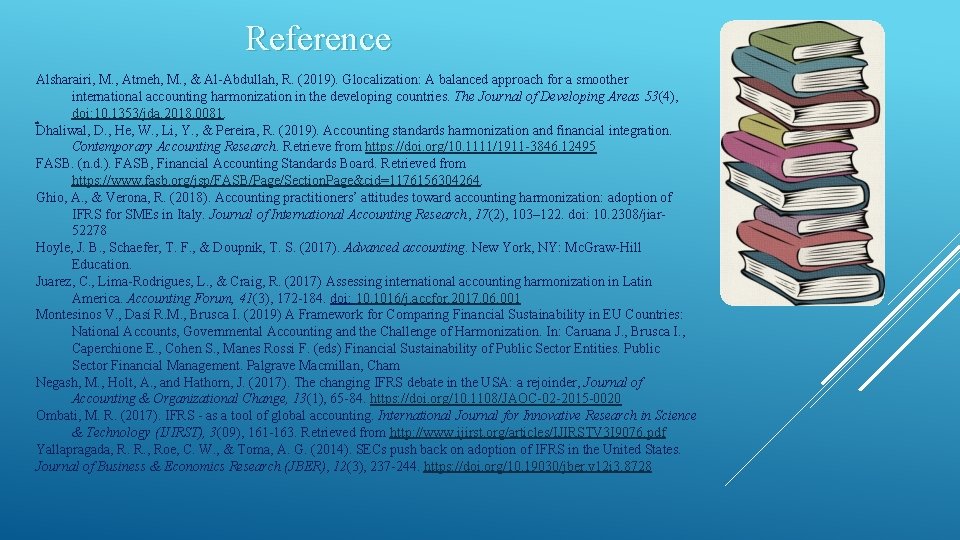 Reference Alsharairi, M. , Atmeh, M. , & Al-Abdullah, R. (2019). Glocalization: A balanced