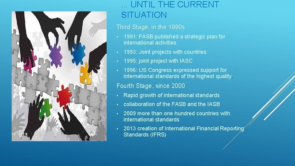 . . . UNTIL THE CURRENT SITUATION Third Stage, in the 1990 s •
