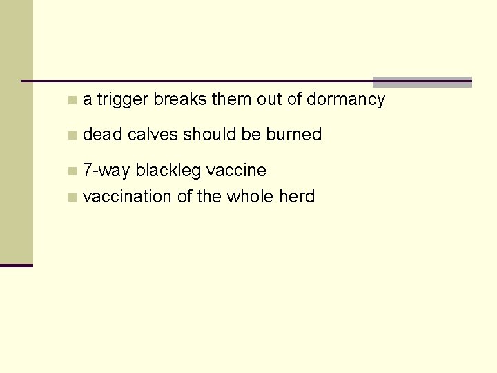 n a trigger breaks them out of dormancy n dead calves should be burned