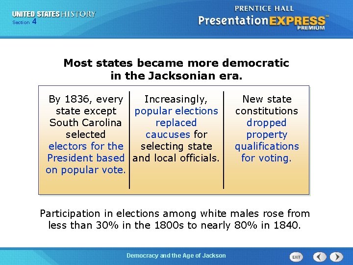 425 13 Section Chapter Section 1 Most states became more democratic in the Jacksonian