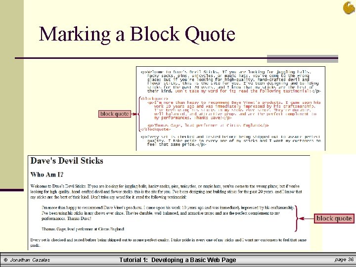 Marking a Block Quote © Jonathan Cazalas Tutorial 1: Developing a Basic Web Page