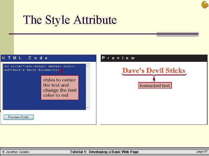 The Style Attribute © Jonathan Cazalas Tutorial 1: Developing a Basic Web Page page