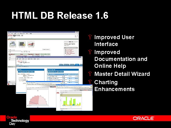 HTML DB Release 1. 6 Ÿ Improved User Interface Ÿ Improved Documentation and Online