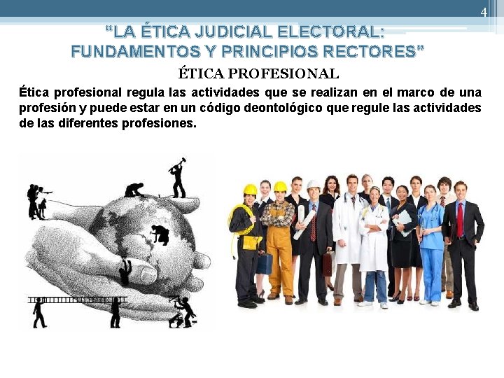 4 “LA ÉTICA JUDICIAL ELECTORAL: FUNDAMENTOS Y PRINCIPIOS RECTORES” ÉTICA PROFESIONAL Ética profesional regula
