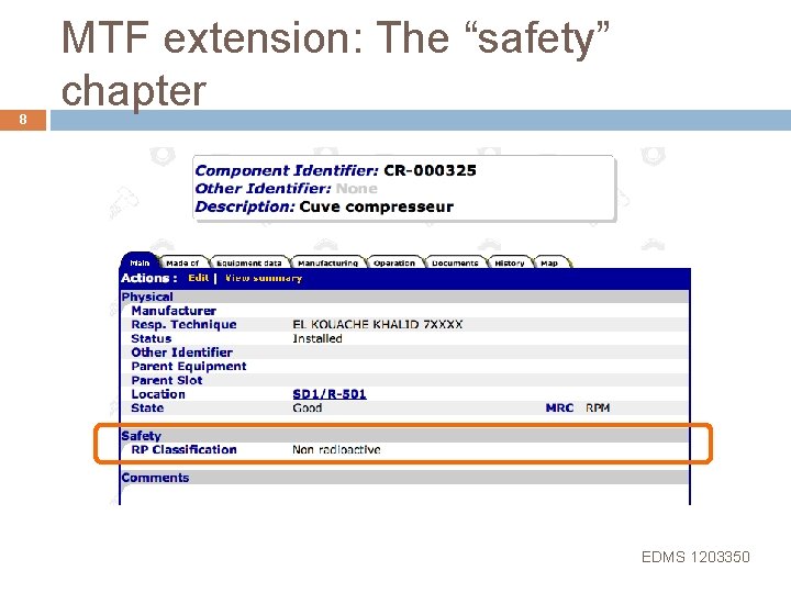 8 MTF extension: The “safety” chapter EDMS 1203350 