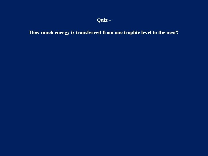 Quiz – How much energy is transferred from one trophic level to the next?