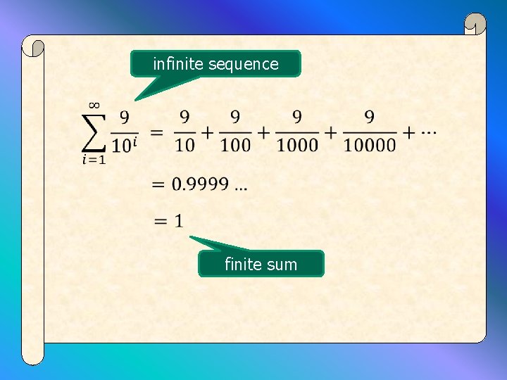 infinite sequence finite sum 