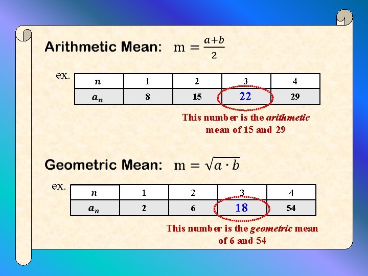 ex. 1 2 3 4 8 15 22 29 This number is the arithmetic