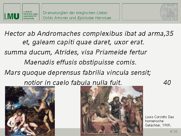 Dramaturgien der elegischen Liebe: Ovids Amores und Epistulae Heroicae Hector ab Andromaches complexibus ibat