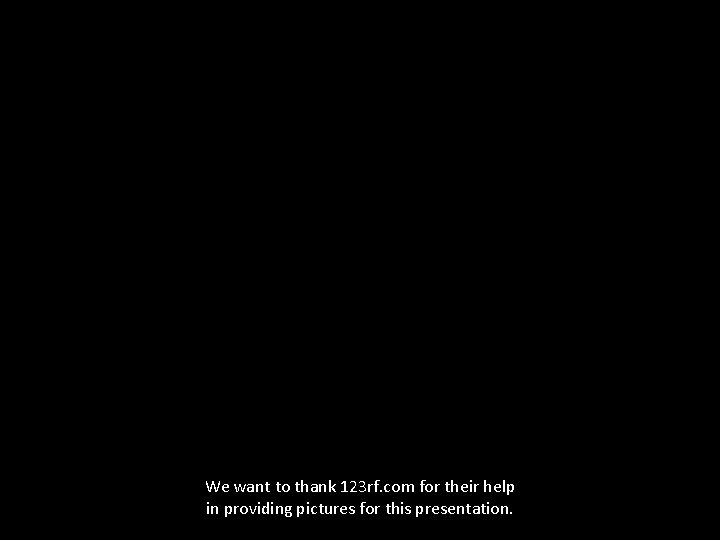 We want to thank 123 rf. com for their help in providing pictures for