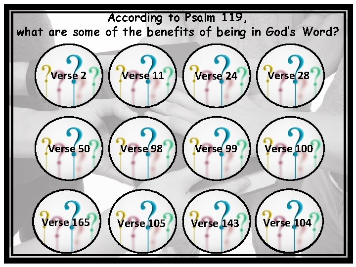 According to Psalm 119, what are some of the benefits of being in God’s