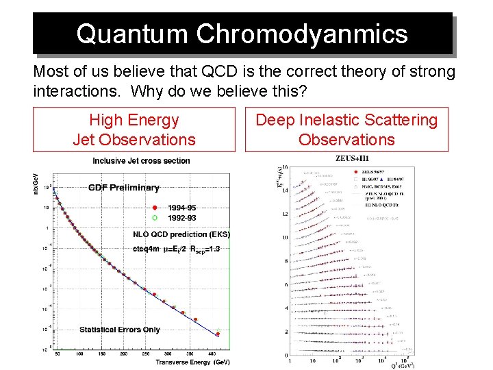 Quantum Chromodyanmics Most of us believe that QCD is the correct theory of strong
