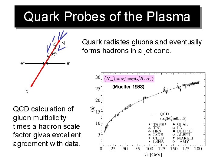 Quark Probes of the Plasma Quark radiates gluons and eventually forms hadrons in a