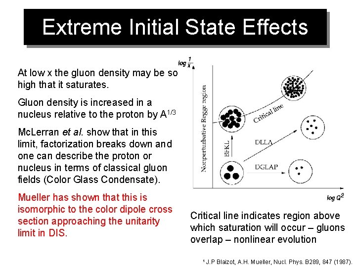 Extreme Initial State Effects At low x the gluon density may be so high