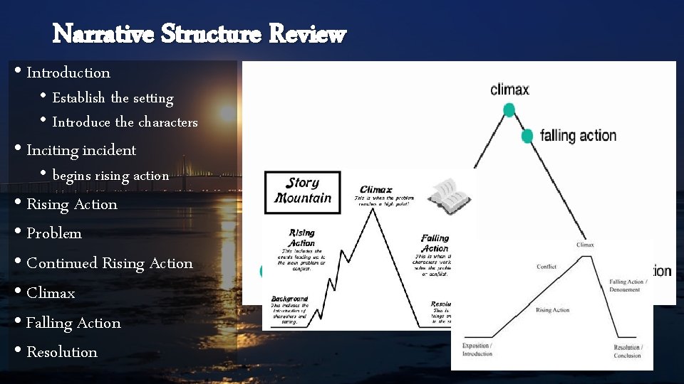 Narrative Structure Review • Introduction • Establish the setting • Introduce the characters •
