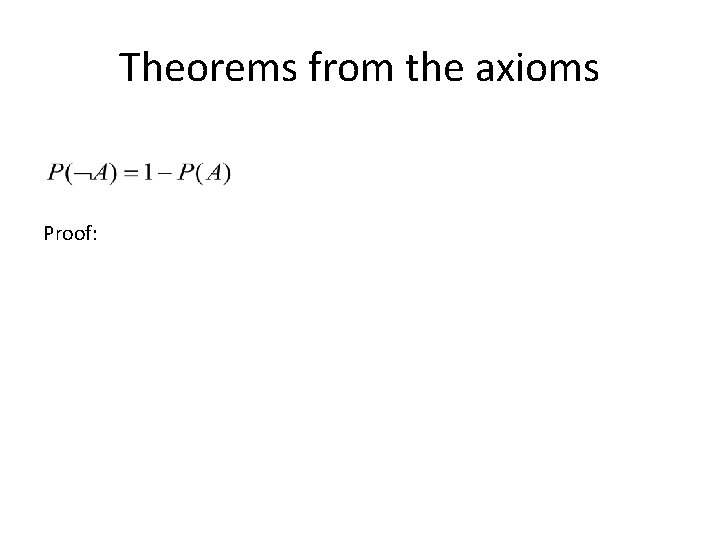 Theorems from the axioms Proof: 