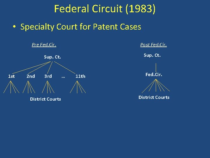 Federal Circuit (1983) • Specialty Court for Patent Cases Pre Fed. Cir. Post Fed.