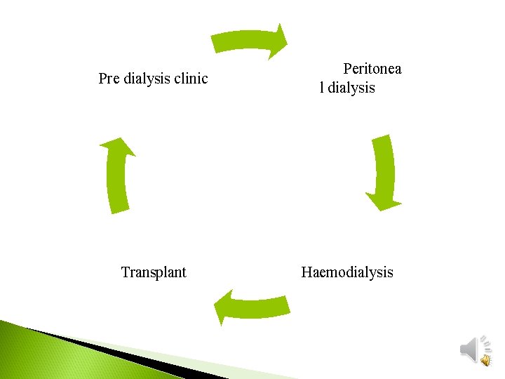 Pre dialysis clinic Transplant Peritonea l dialysis Haemodialysis 