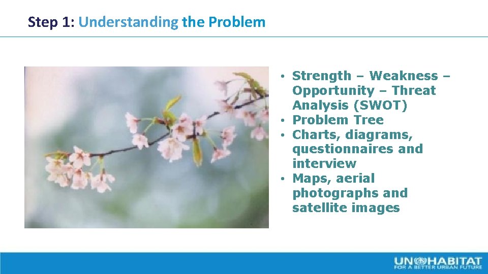 Step 1: Understanding the Problem • Strength – Weakness – Opportunity – Threat Analysis
