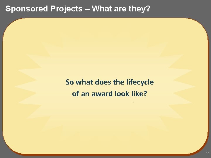 Sponsored Projects – What are they? So what does the lifecycle of an award