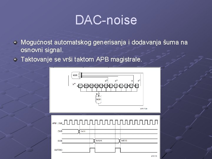 DAC-noise Mogućnost automatskog generisanja i dodavanja šuma na osnovni signal. Taktovanje se vrši taktom