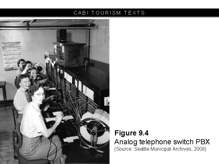 CABI TOURISM TEXTS Figure 9. 4 Analog telephone switch PBX (Source: Seattle Municipal Archives,