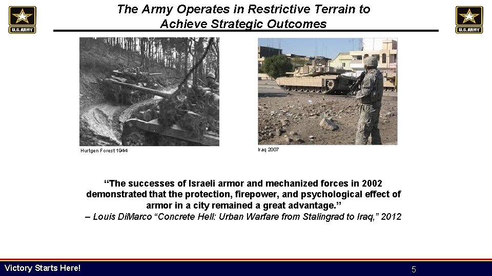 The Army Operates in Restrictive Terrain to Achieve Strategic Outcomes Hurtgen Forest 1944 Iraq