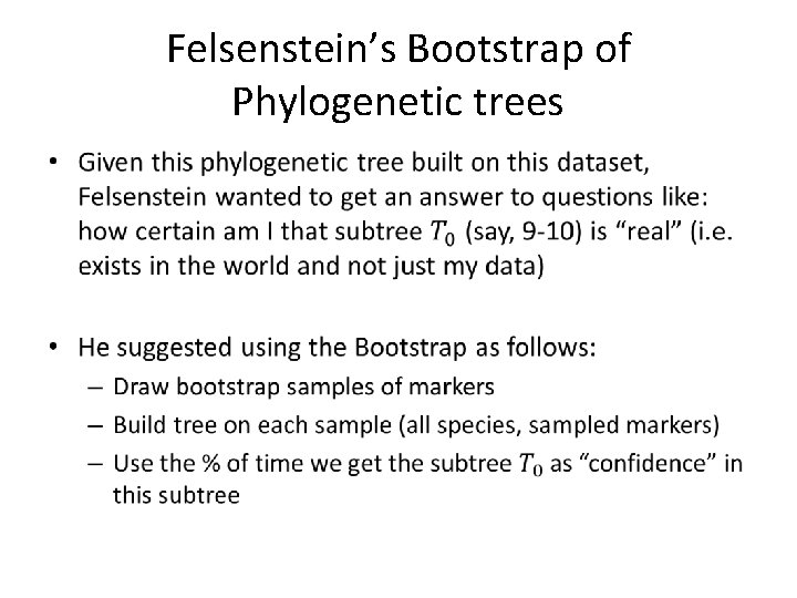 Felsenstein’s Bootstrap of Phylogenetic trees • 