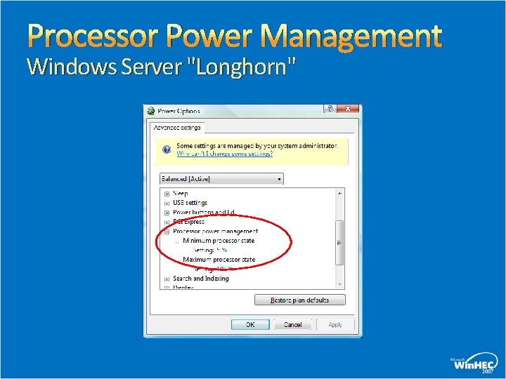 Processor Power Management Windows Server "Longhorn" 