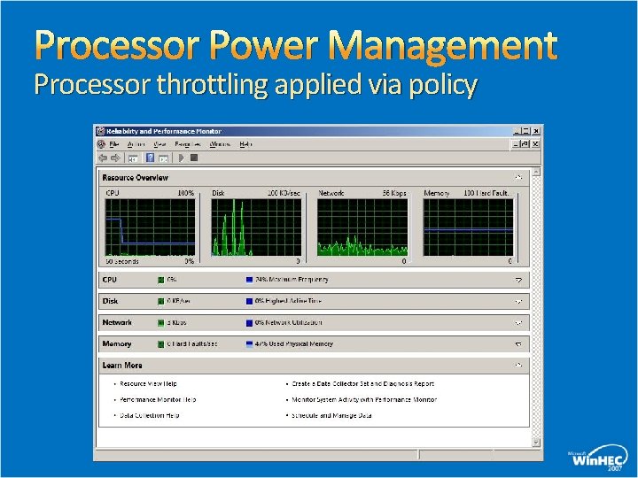 Processor Power Management Processor throttling applied via policy 