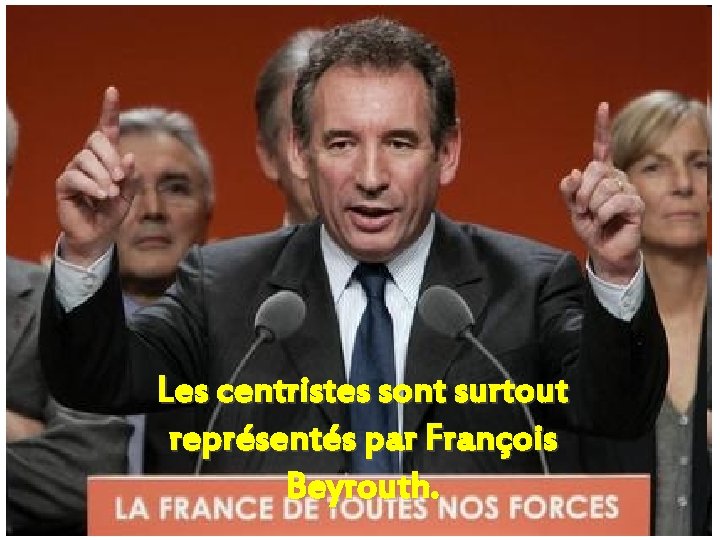 Les centristes sont surtout représentés par François Beyrouth. 