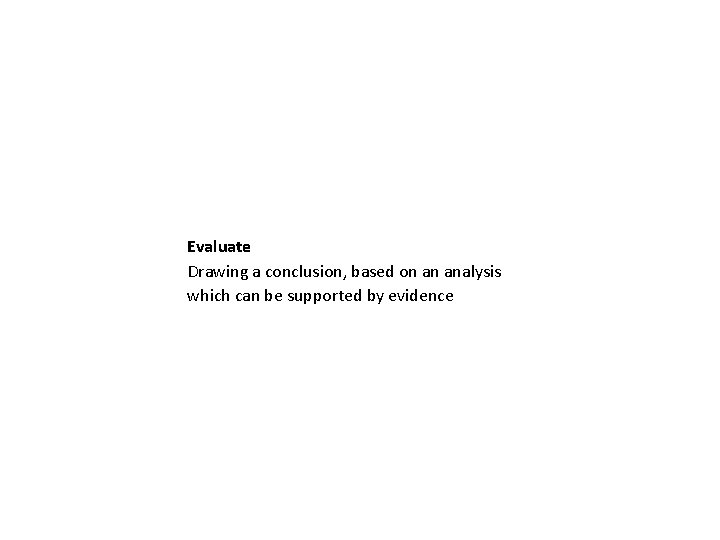 Evaluate Drawing a conclusion, based on an analysis which can be supported by evidence