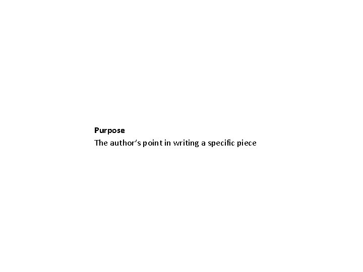 Purpose The author’s point in writing a specific piece 