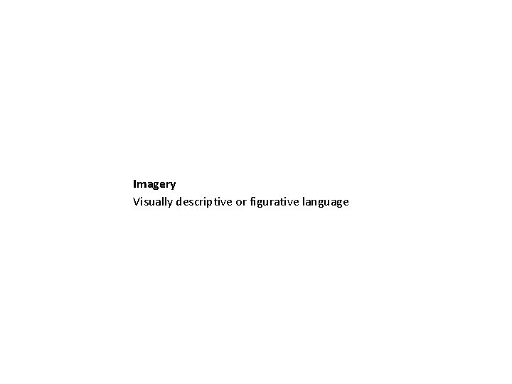 Imagery Visually descriptive or figurative language 