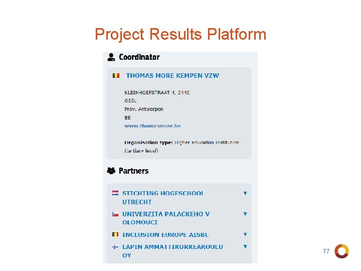 Project Results Platform 77 