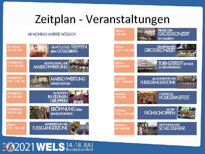 Zeitplan - Veranstaltungen 