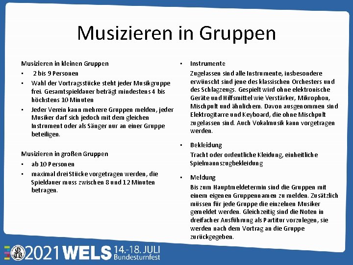 Musizieren in Gruppen Musizieren in kleinen Gruppen • • 2 bis 9 Personen •