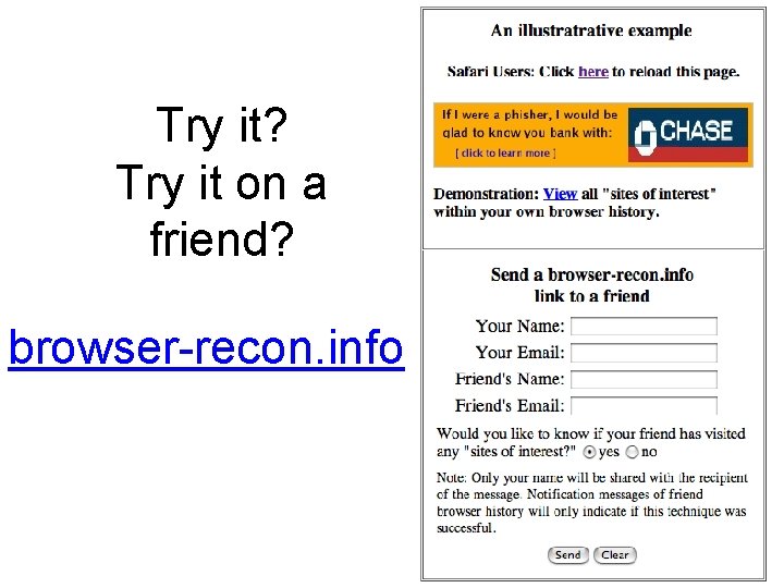 Try it? Try it on a friend? browser-recon. info 