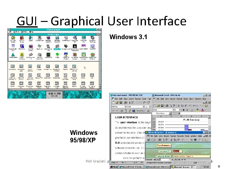 GUI – Graphical User Interface Windows 3. 1 Windows 95/98/XP Rick Graziani graziani@cabrillo. edu
