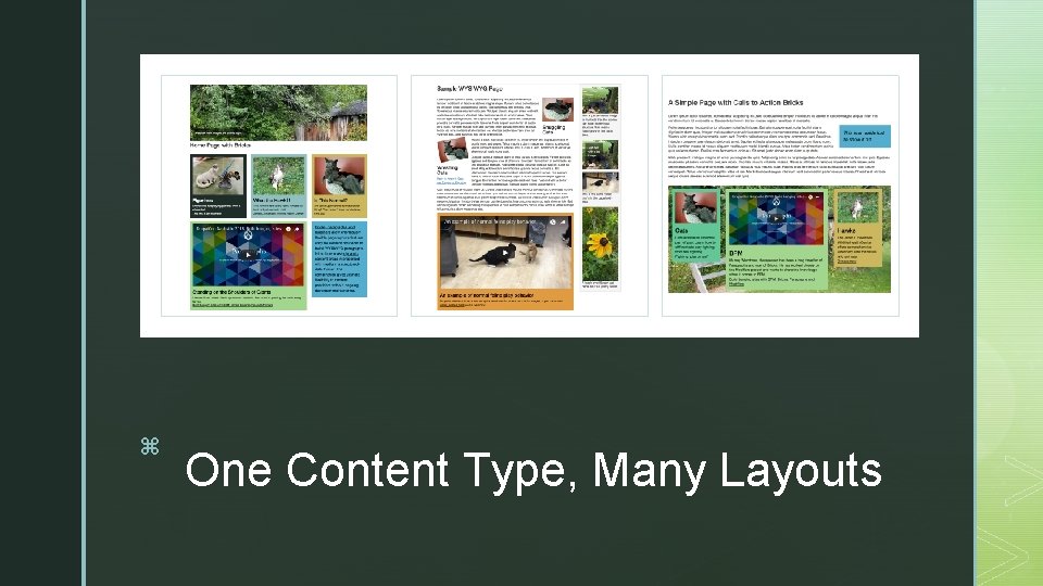 z z z One Content Type, Many Layouts 