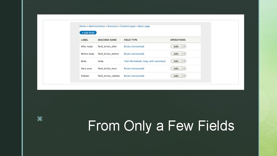 z z z From Only a Few Fields 